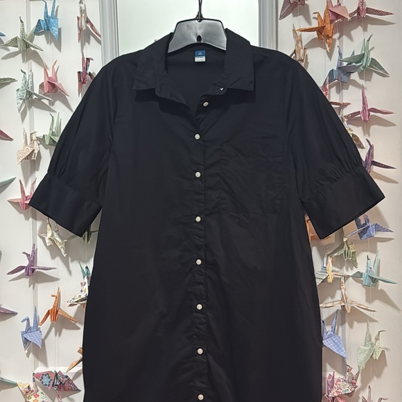 Old Navy 100% cotton button down puff short sleeve shirt dress M medium Tall T - Picture 3 of 6
